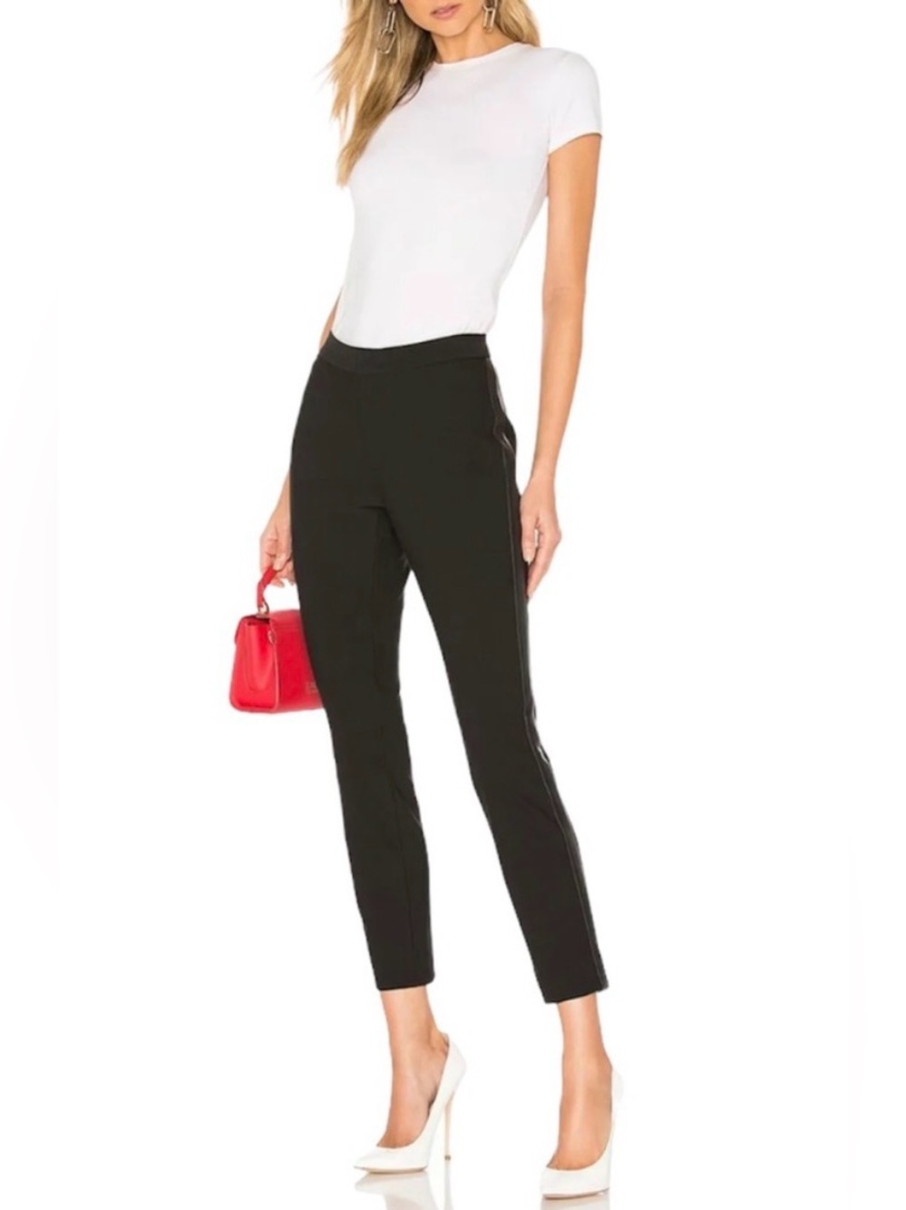 Vince Black Faux Tuxedo Stripe Leather Pants